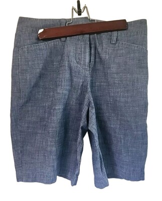 Lands End Shorts Womens Size 2 Mid Rise 100% Cotton  Blue Coastal USA NWOT