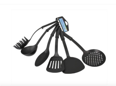 Küchen Kochutensilien schwarz 30 cm 6er Set - Küchenutensilien sortiert Kunststoff