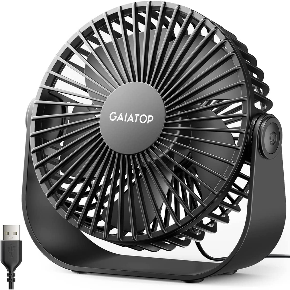 USB Desk Fan, 3 Speeds with Strong Airflow, 5.5 Inch Quiet Small ...