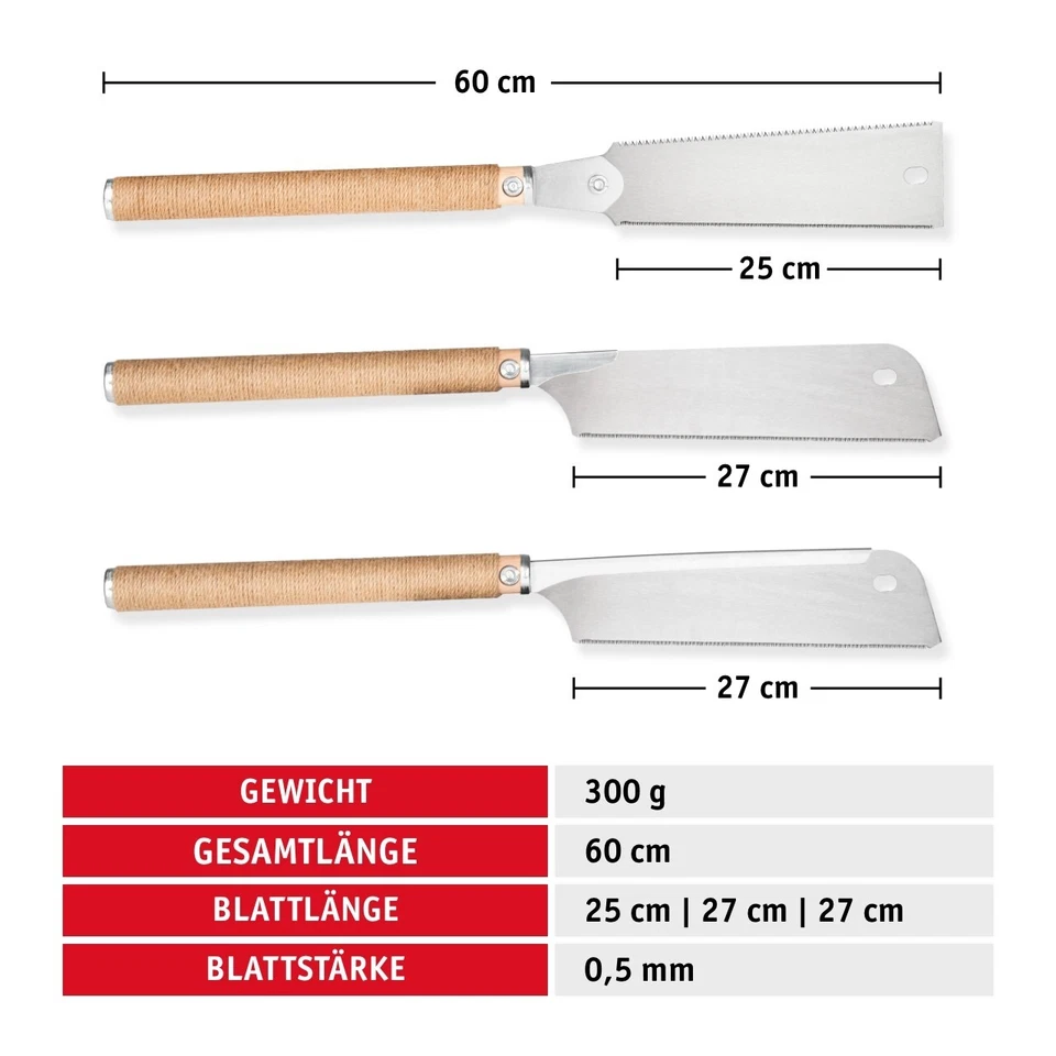 WALTER Japansägen-Set Dozuki + Ryoba + Kataba, Handsäge, Gartensäge, Holzsäge - Bild 2 von 4