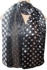 Silk Feel Various Size Polka Dot Oblong Scarf Black White Buy More Save More