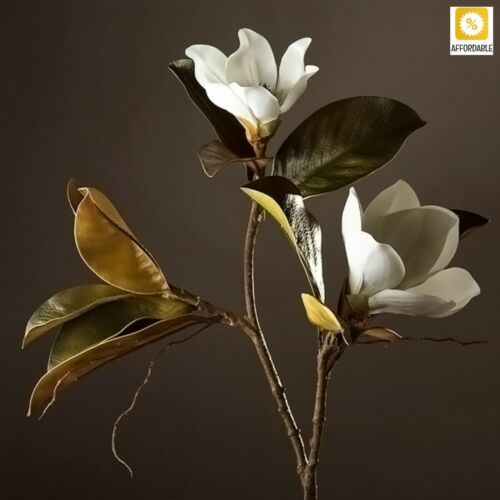 Magnolia fleurs artificielles décoratives fleurs de haute qualité pour café à domicile - Photo 1 sur 12