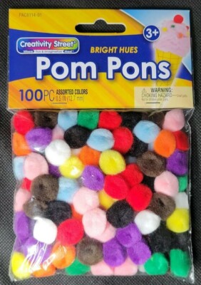 Lot of 2: Creativity Street Acrylic  Mini Non-Toxic Pom Pons, 1/2 in Assorted   