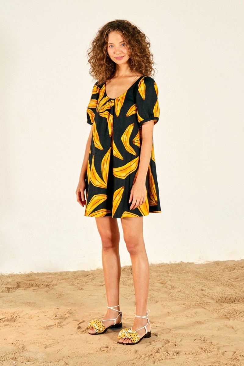 Farm Rio Ripe Banana Linen Mini Dress Size S | eBay