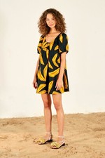 Farm Rio Ripe Banana Linen Mini Dress Size S