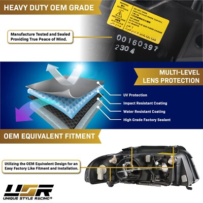 DEPO ECODE Chrome Projector Headlight Pair for 99-01 AUDI A4 / 00  