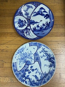 Blue Imari Plates 19th Century Pair each about 18" in size see below