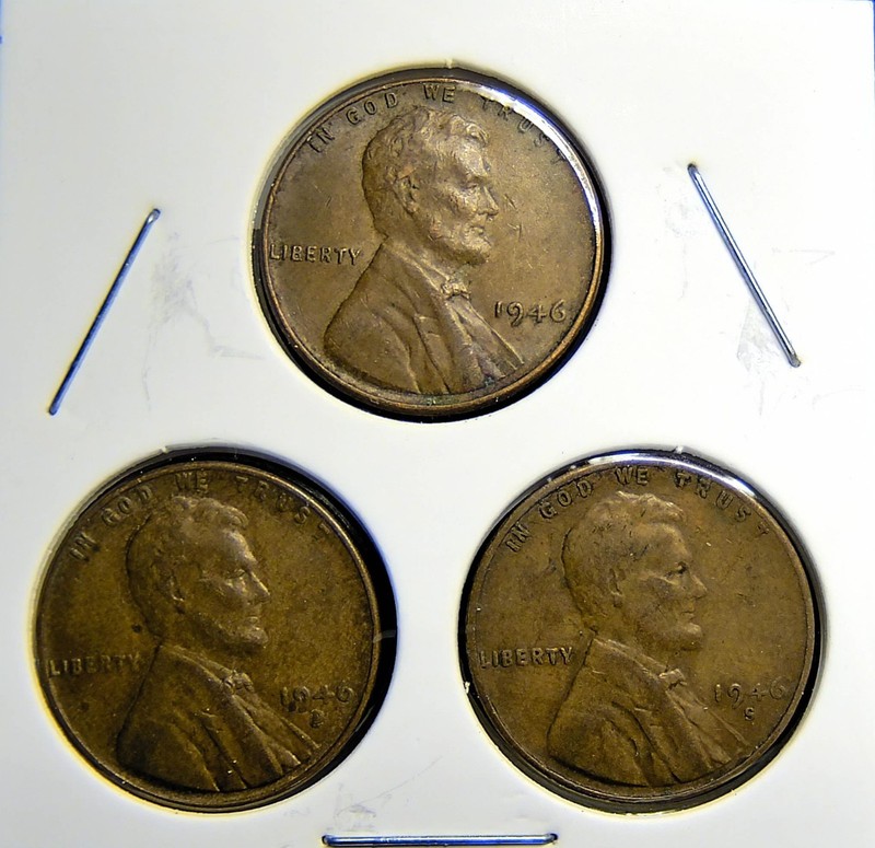 1946-P 1946-D 1946-S  Lincoln Wheat Copper Penny Cent - 3 Coin Set [USP-391]