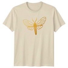 Elegant Gold Moth Design T-Shirt Insect Nature Birthday Gift For Him And Her