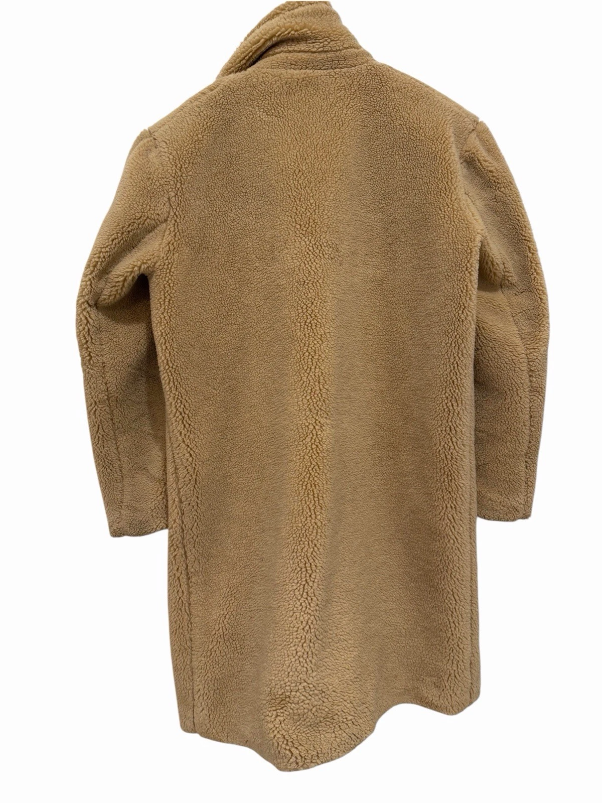 Topman Man’s Beige Borg Fleece Long Overcoat Button Front Pockets L Chest 40-42 - product detail image 4