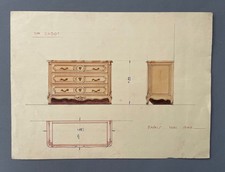 Disegno, progetto di arredamento, metà XX, 1949, ACQUERELLO