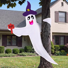 59 In Halloween Tree Wrap Ghost with Witch Hat, Large Hanging Lawn Decor