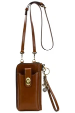 Patricia Nash Amalia Leather Phone Crossbody Tan