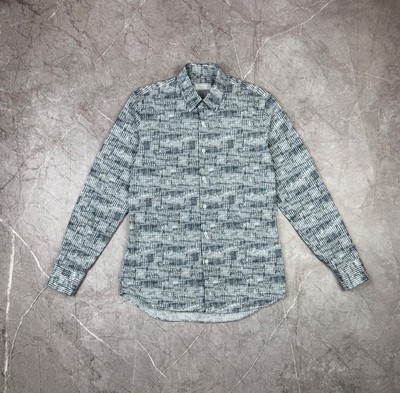 Prada Milano 2020 Abstract Micro-Print Cotton Slim Fit Shirt - Made in Italy