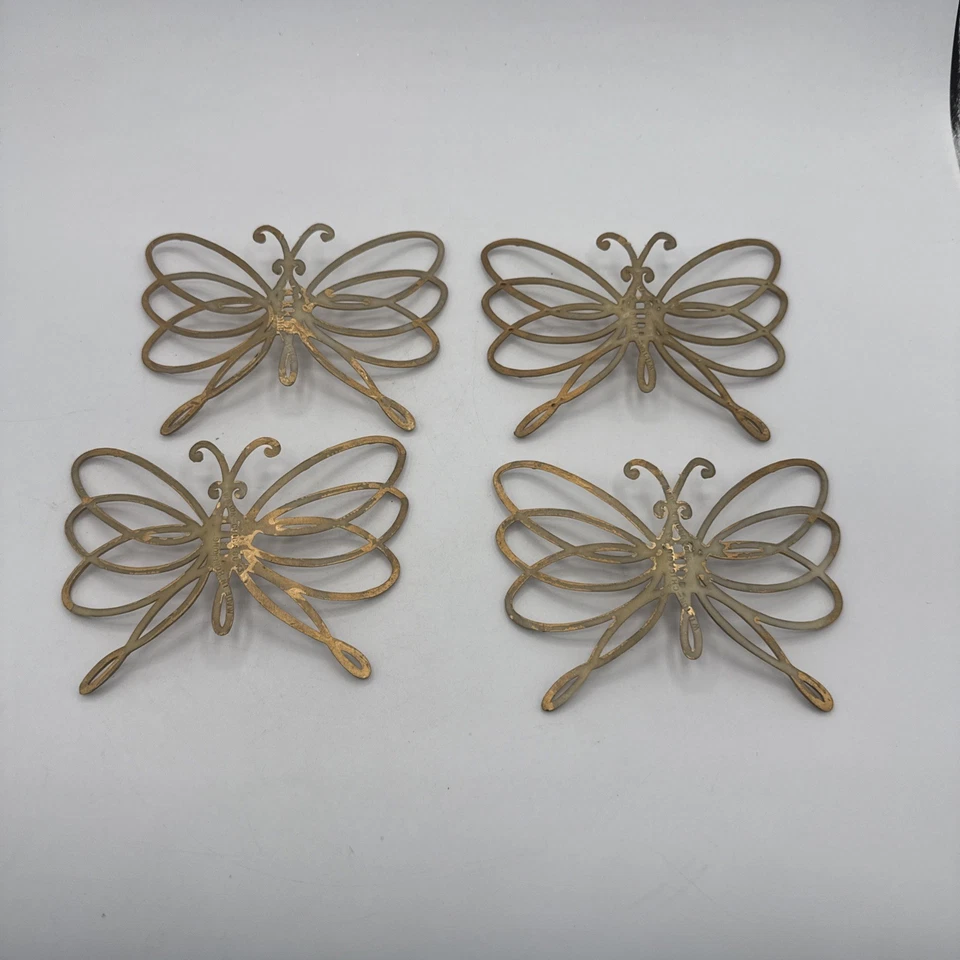 Lote De 4 De Colección Wilton Oro Mariposa Boda Decoración Pastel Pequeño Gran Arte De Pared Foto 2 de 4