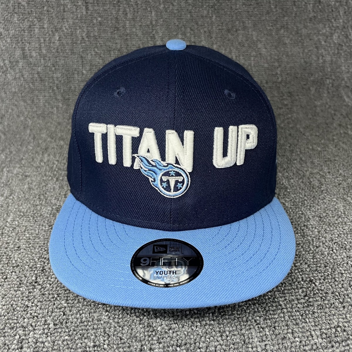 New Era 9FIFTY Tennessee Titans Titan Up Youth Snapback Hat Navy Light Blue