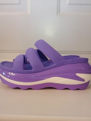 Crocs Triple Strap Mega Crush Galaxy Purple 209842 Platform Sandals sz W7 / M5