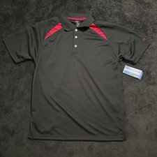 Reebok Golf Shirt Men Medium PlayDry Black Red Performance Short Sleeve Polo
