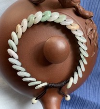 100% Natural Jade Grade A Untreated Multi-Color Jadeite Circle Donuts Bracelet