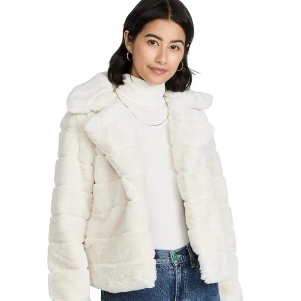 Abrigo Chaqueta Corto Invierno Cálido Elegante Elegante Elegante XS Piel Sintética Crema Piel Nueva York en Blanco XS Foto 2 de 4