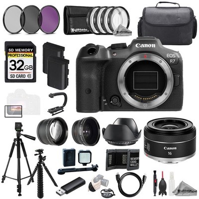 Canon EOS R7 + RF 16mm f/2.8 STM Lens +32GB+Ext Bat+9PC Filtr-MEGA Kit