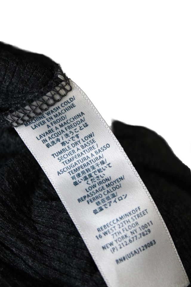 Vestido largo de punto ajustado de manga larga gris talla pequeña de Rebecca Minkoff para mujer Foto 4 de 4