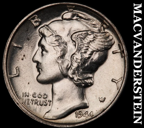 1944 Mercury Dime- Silver- Choice Gem Brilliant Unc++++ Luster #J4748