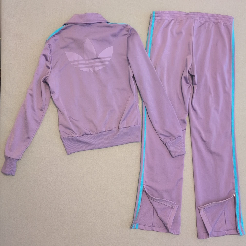 Adidas Adicolor Classics Firebird Tracksuit Set Womens S Purple Turquoise X32103 - Image 2 of 4