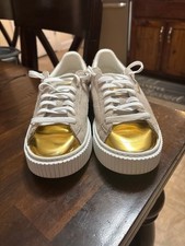 Zapatillas Puma Basket Plataforma Gamuza con Puntera Dorada
