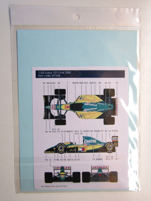 Decalpool 1/20 Scale Lotus 107 Ford F1 1992 Decal Sheet DP328 suit