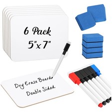6 Sets Small Whiteboard Dry Erase Boards 5" x7'' Mini Double Sided Dry Erase
