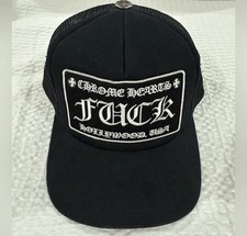 AUTHENTIC Chrome Hearts Black Trucker Hat Adjustable Mesh Back Hollywood USA