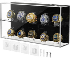 Championship Ring Display Case, 10 Ring Slots Baseball Ring Display Box Acrylic