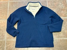 ~~Orvis 1/4 Zip Pullover Sweater  Men's M Blue Sherpa Lined Pockets