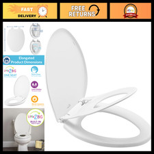 Elongated Toilet Seat with Built-In Toddler Potty Training, Slow Close, Easy Ins