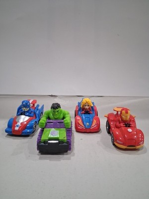 Set Of 3 Marvel Super Hero Adventures Vehicle Pull Back Action Toy Race Cars