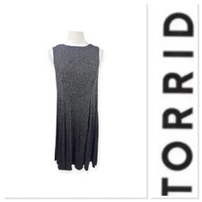 Torrid sleeveless black dress with metallic vertical stripes size 1-1X/14-16