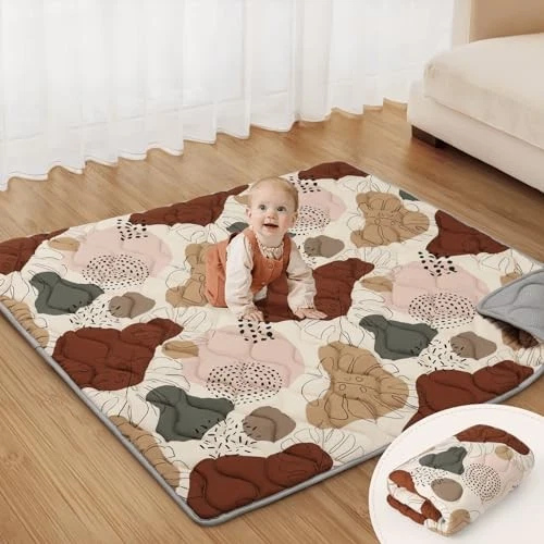Blissful Diary Portable Baby Play Mat 43x43 Non-Slip Foldable Washable