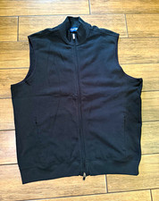 Polo Golf Ralph Lauren Men  s Black Full Zip Vest Pockets Cotton Knit XL