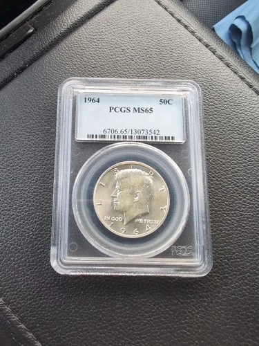 1964 Kennedy Half Dollar PCGS MS65 Blue Label 90% Silver Coin