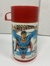 1978 Aladdin Superman Movie Thermo Bottle Complete DC Comics Thermos Red Lid