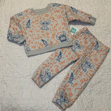 New NWT Disney Stitch Baby Boy 2 Piece Top Pants Outfit Set Size 18 Months