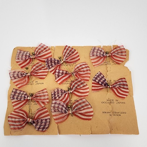 Vintage American US Flag Bowtie Lapel Pins Made in 1950's Occupied Japan Lot 10