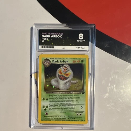 Pokémon TCG Dark Arbok Team Rocket 2/82 Holo Rare Unlimited ACE Graded 8
