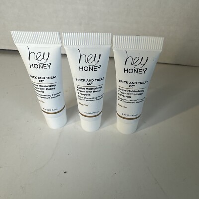 Lot 3X Hey Honey Trick & Treat CC2 Deep Tan Color Correct Moisturizing Cream 5ml