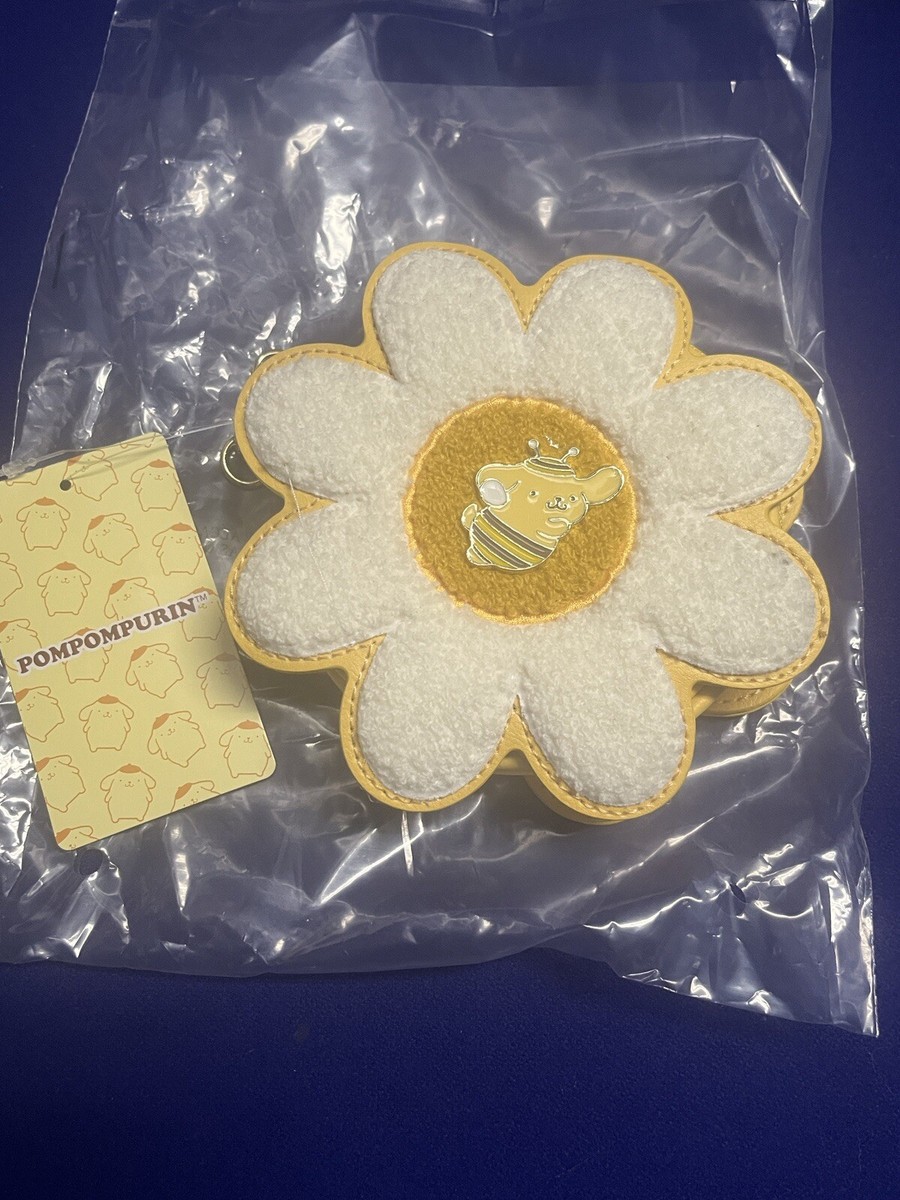 Sanrio Pompompurin Honey Bee Daisy Flower Coin Purse Wallet NEW