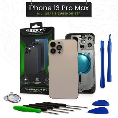 SEIDOS Backcover für iPhone 13 Pro Max Gold Gehäuse Rückseite Glas Frame Housing NEU