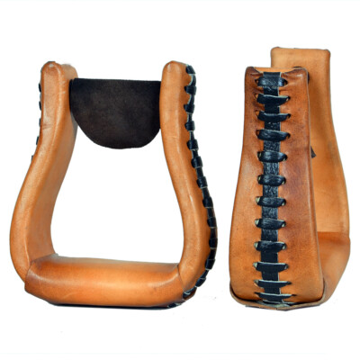 87KK Horse Western Saddle Stirrup Leather Stirrups Pair Hilason