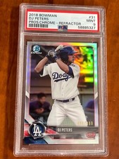 2018 Bowman Chrome DJ Peters Rookie Refractor #/499 Los Angeles Dodgers RC PSA 9