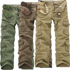 Men's Cargo Casual Outdoor Walking Trousers Long Pants Multi-pocketed Large size